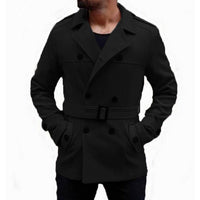 Warm Winter British Outwear Men's Trench Long Coats Wool Coat Turn-Down Collar Double Breasted Slim Fit Fashion Jackets Male