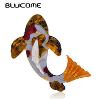 Blucome Fashion Vivid Carp Fish Shape Brooches Colorful Acrylic Jewelry for Women Clothing Scarf Hat Bag Accessories